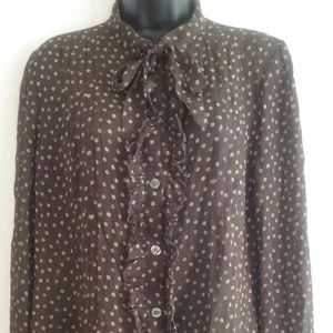 Banana Republic Sheer Silk Polka Dot Blouse Medium